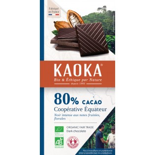 CHOCOLAT NOIR ÉQUATEUR 80% DE CACAO 100g